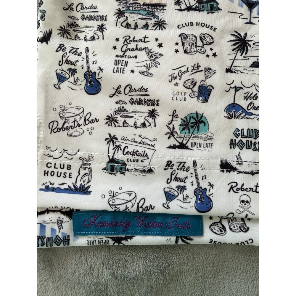 Robert Graham Polo Shirt Men XL Allover Cocktail Golf Music Clubhouse - Picture 2 of 3